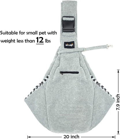 Small Dog Carrier Sling Cat Sling,Adjustable Strap Hand Free Pet Puppy for Outdoor Traveling Subway (Gray, Snap)