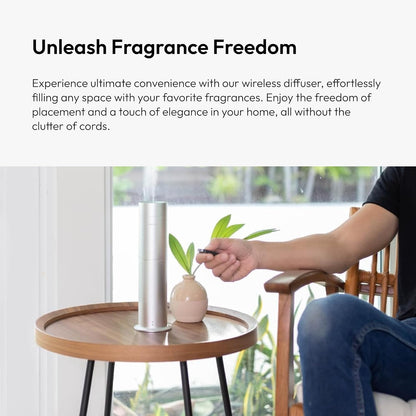 - Wireless Pro Essential Oil Diffuser - 600 Sq Ft Coverage - Cordless & Portable with Remote - Aromatherapy Scent Diffuser - Home, Spa, Office & Business - Air Freshener - Blue