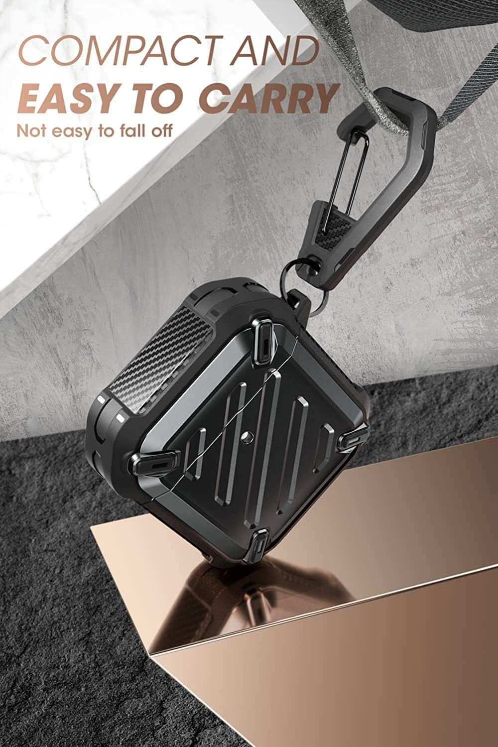 Unicorn Beetle Pro Series Case Designed for Airpods 1 & 2, Full-Body Rugged Protective Case with Carabiner for Apple Airpods 1St & 2Nd (Black)