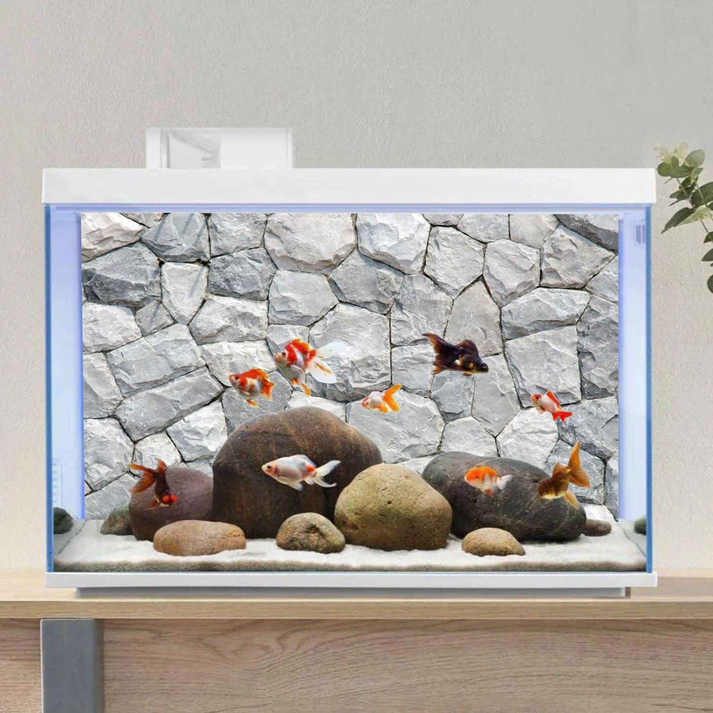 30X18 Inches White Stone Aquarium Background Rocky Fish Tank Background Rock Terrarium Background Durable Polyester Background