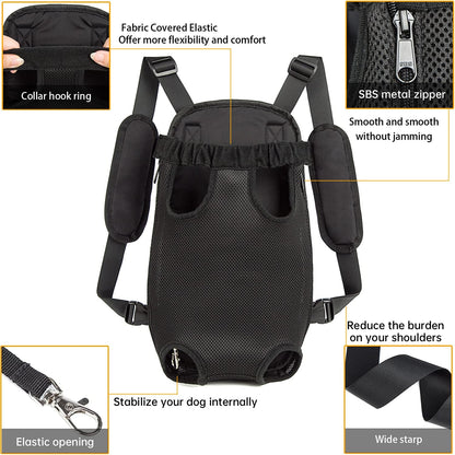 Pet Dog Carrier Backpack Legs Out Adjustable Pet Front Cat Backpack Carrier Travel Bag for Traveling Hiking Camping for Small Medium Dogs Cats Puppies