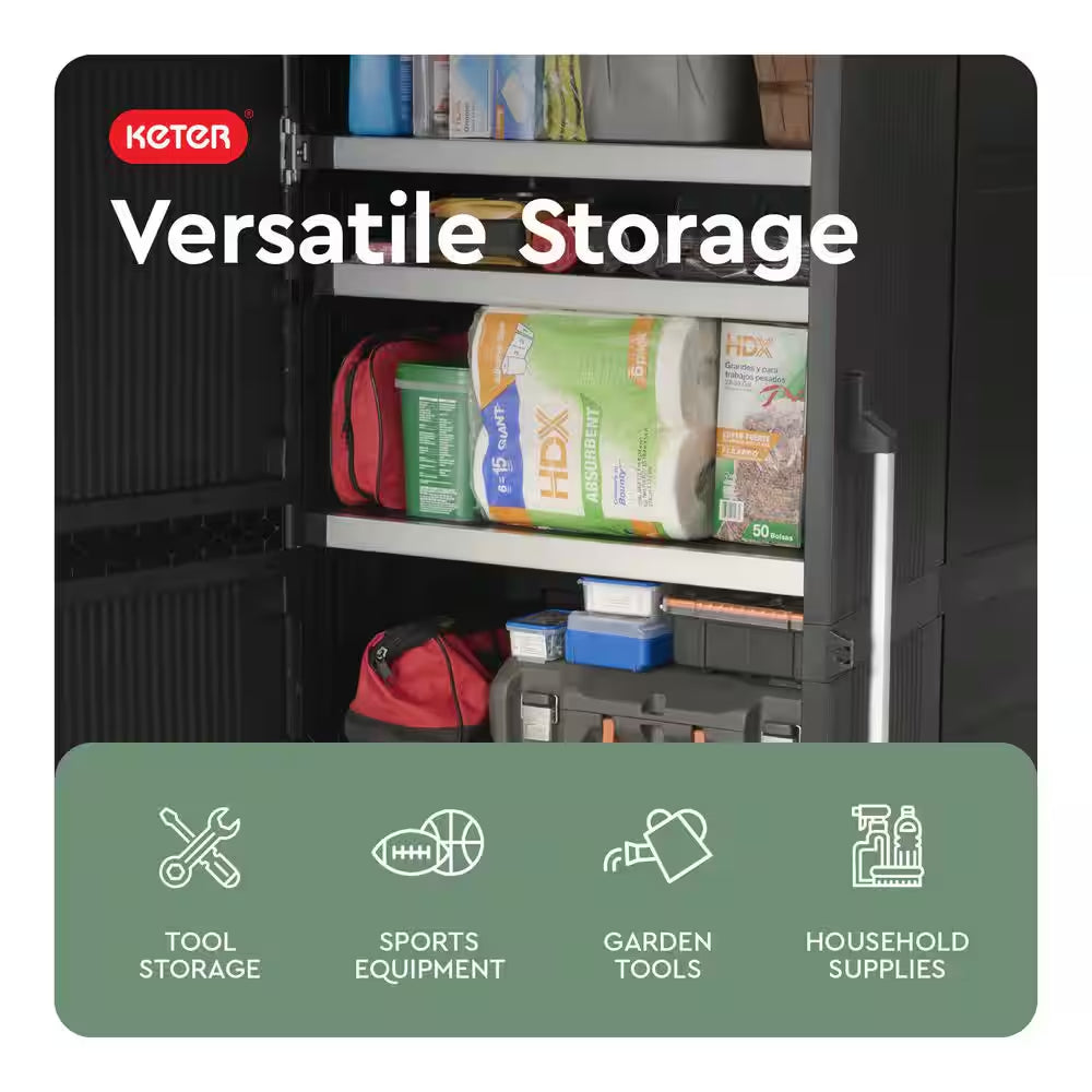 Premium One 35 In. W X 71.7 In. H. X 18.5 In. D 5-Shelf Resin Freestanding Cabinet in Black