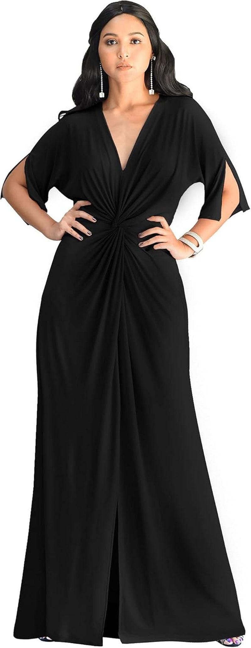 Womens2025 Long Short Sleeve V-Neck Sexy Slimming Casual Summer Maxi Dress