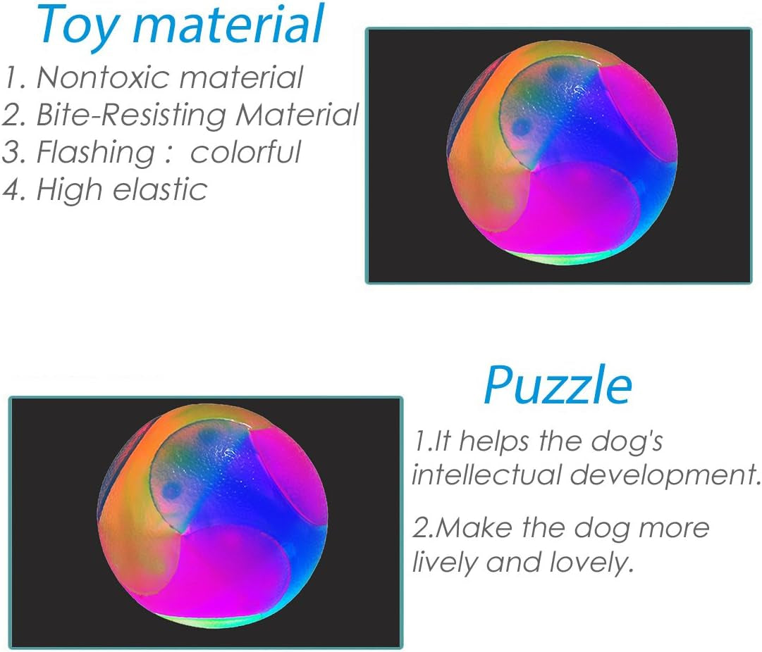 2Pcs Light up Dog Balls,Led Dog Ball,Glow in the Dark Dog Ball,Flashing Elastic Pet Toys for Puppy, Cats, Dogs