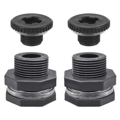 1" Female Bulkhead Water Tank Connector PVC Thru-Bulk Fitting for Rain Barrels, Aquariums, Tubs, Pools (Pack of 2)