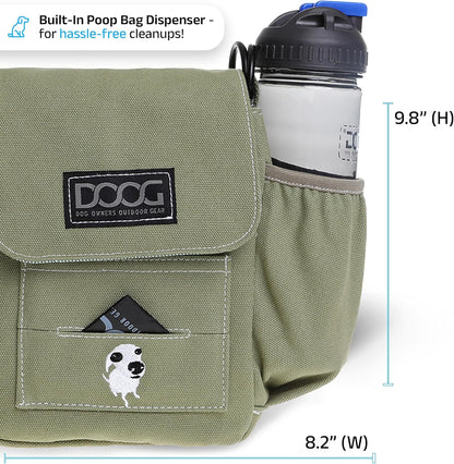 Walkie Bag - Adjustable Dog Treat Pouch Shoulder Bag with Poo Bag & Water Bottle Compartments - Comfort Fit for Everyday Use - Green