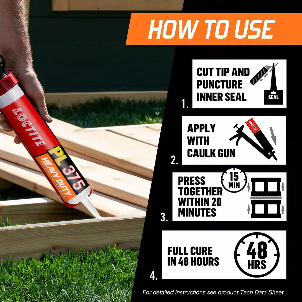 PL 375 Heavy Duty 10 Oz. Latex Construction Adhesive White Cartridge (Each)