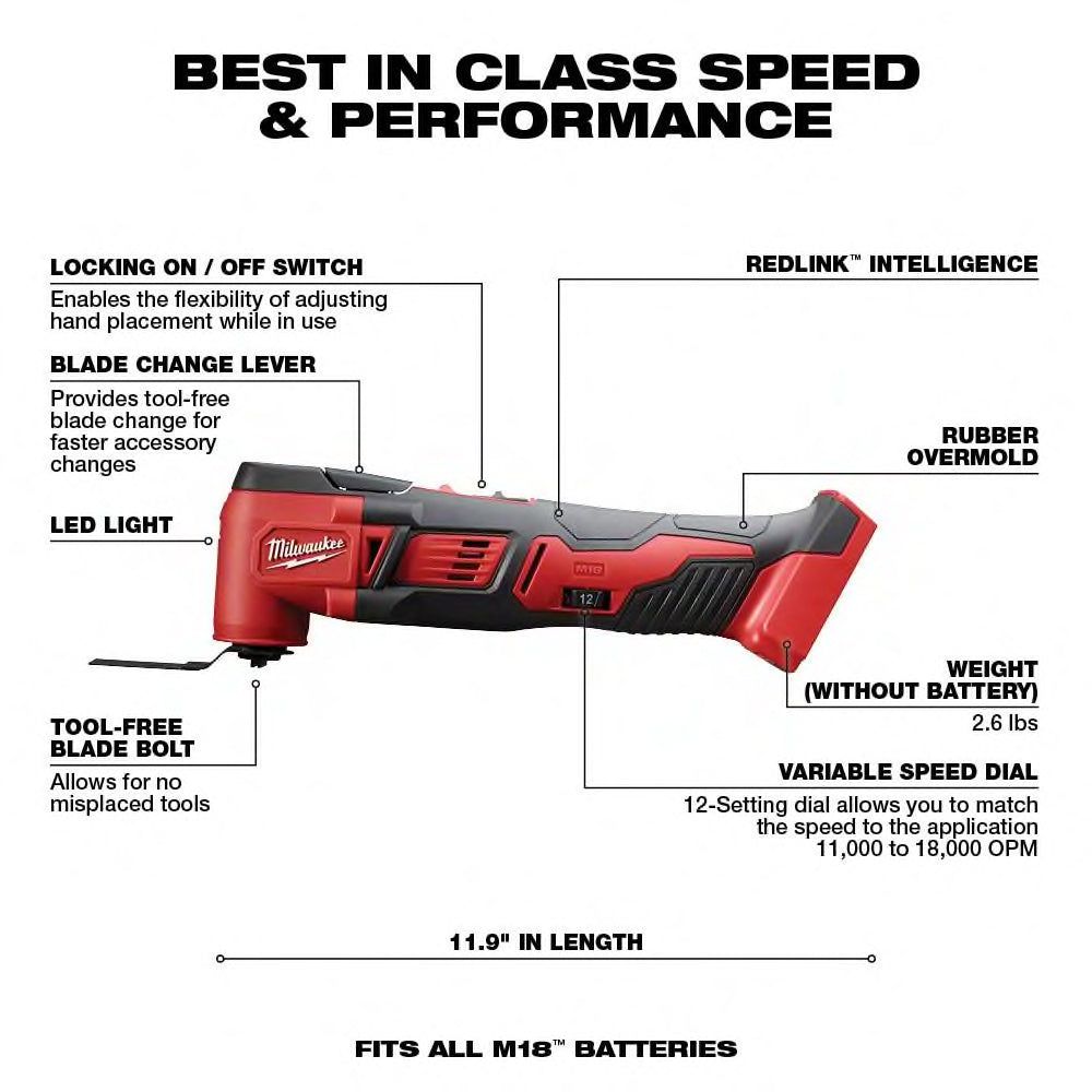 M18 18V Lithium-Ion Cordless Oscillating Multi-Tool W/ M18 Starter Kit W/ (1) 5.0Ah Battery and Charger