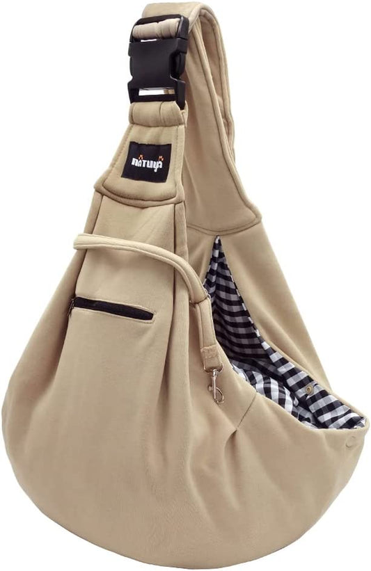Small Dog Carrier Sling Cat Sling,Adjustable Strap Hand Free Pet Puppy for Outdoor Traveling Subway (Apricot)