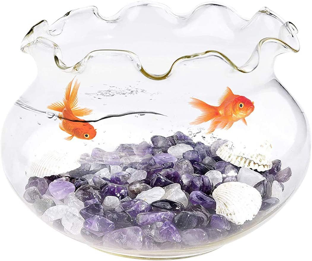 1 Lb/460G Natural Purple Amethyst Quartz Crystal Stones Irregular Decorative Pebble Rock Sand for Aquarium/Fish Turtle Tank/Vase Fillers/Air Plants/Succulent Plants Decor (Fill 1 Cup)