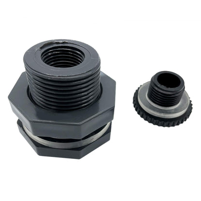 1" Female Bulkhead Water Tank Connector PVC Thru-Bulk Fitting for Rain Barrels, Aquariums, Tubs, Pools (Pack of 2)