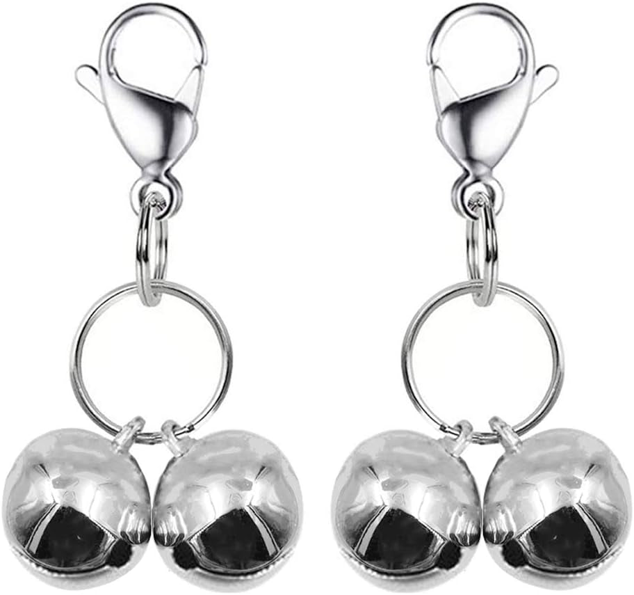 4 Sets Cat Bell for Dog Collar Charm Training Pet Pendant Accessories with 2 Pack Stainless Steel Dog Tag Clips(2 Small Silver)
