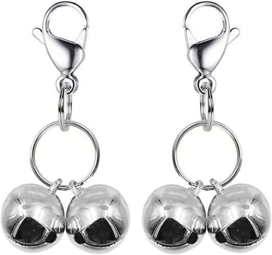 4 Sets Cat Bell for Dog Collar Charm Training Pet Pendant Accessories with 2 Pack Stainless Steel Dog Tag Clips(2 Small Silver)