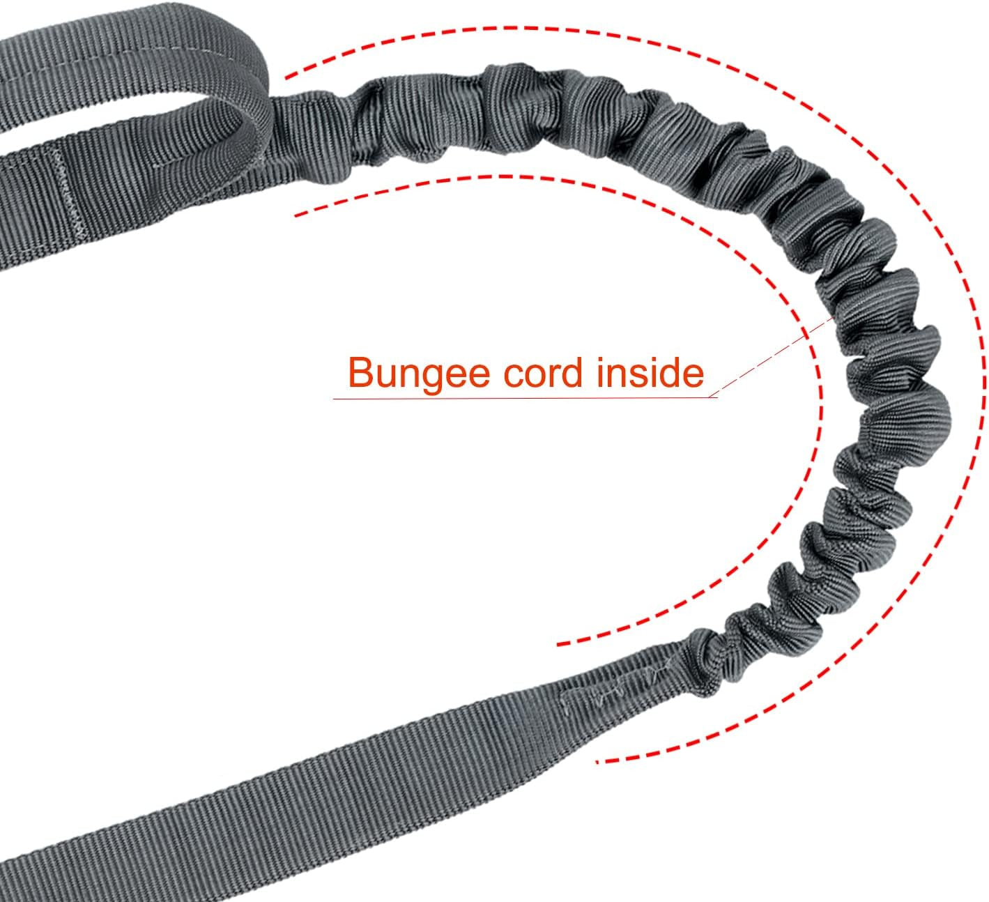 Tactical Dog Leash,K9 Training Walking Bungee Lead with Double Handle,Heavy Duty Metal Clasp,Hands Free D-Ring for Medium Large Breed (4Ft, Gray)