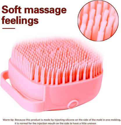 Pet Bath Brush Dog Bath Brush Shampoo Dispenser Soft Silicone Dog Bathing Brush Dog Shampoo Brush Scrubbers for Cats and Dog Shower Brush Grooming (Pink)