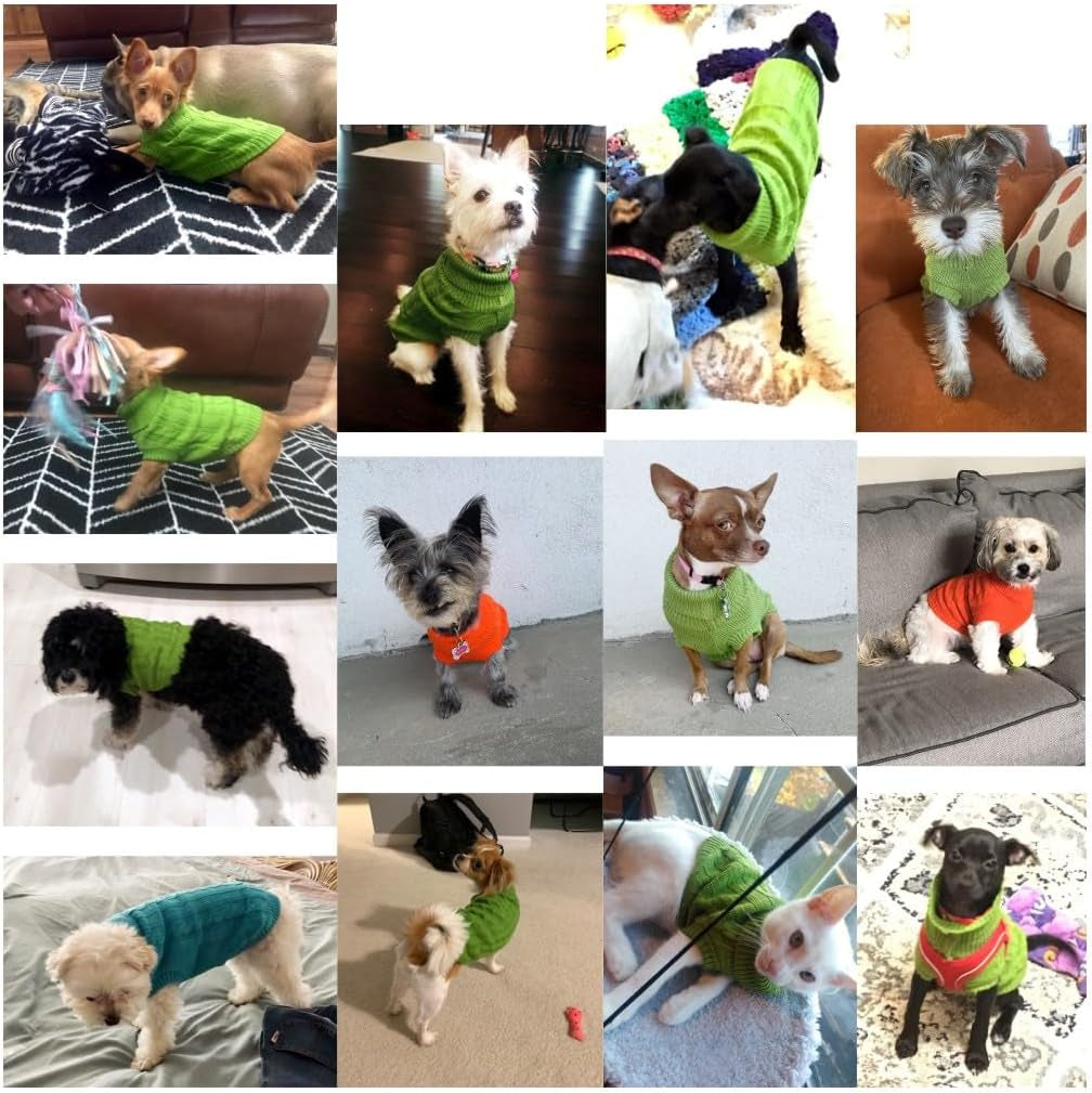 Small Dog Sweaters Knitted Pet Cat Warm Dog Sweatshirt Winter Clothes Kitten Puppy Sweater (X-Small,Light Green)