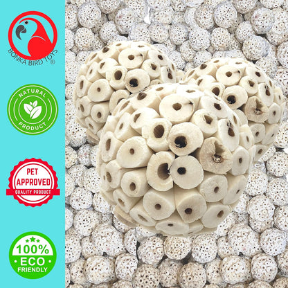 1214 Pk3 All-Natural Sola Atta Balls, 3-Pack, 2" Diameter, Soft and Lightweight Chew and Foot Toys for Birds, Small Pets, and DIY Crafts, Safe for Parrots, Parakeets, and Cockatiels