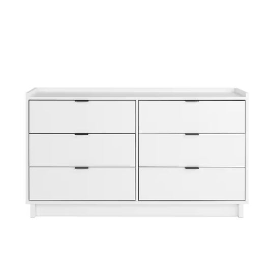 Simply Modern White 6-Drawer Dresser 52.5 In. Chest of Drawers, Dresser for Bedroom, Wide Dresser for Clothes Storage