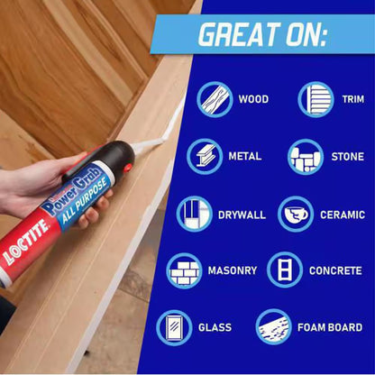 Power Grab All Purpose Instant Grab 7.5 Oz. Latex Construction Adhesive White Pressure Pack (9 Pack)