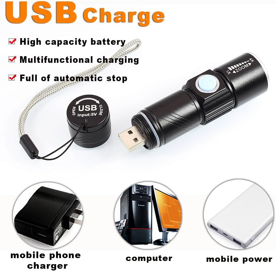 UV 395Nm USB Rechargeable Flashlight Ultraviolet Led Light Blacklight Portable 400Nm Mini Detector for Dog Urine Pet Stains, Anti-Counterfeiting Identification, Resin Curing