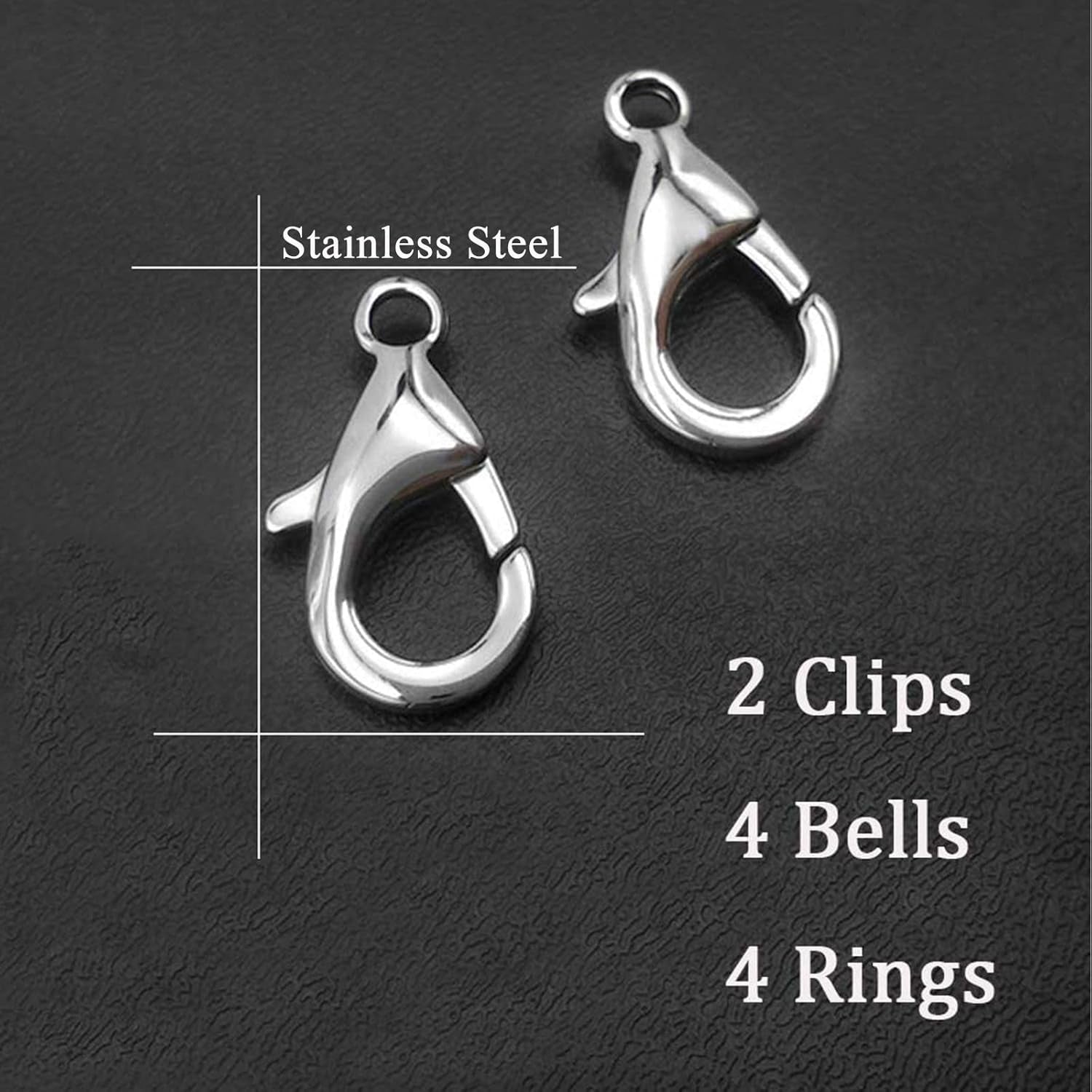 4 Sets Cat Bell for Dog Collar Charm Training Pet Pendant Accessories with 2 Pack Stainless Steel Dog Tag Clips(2 Small Silver)