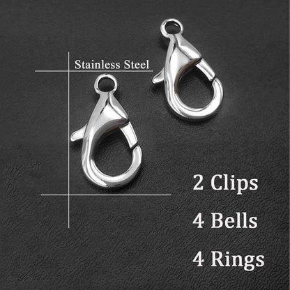 4 Sets Cat Bell for Dog Collar Charm Training Pet Pendant Accessories with 2 Pack Stainless Steel Dog Tag Clips(2 Small Silver)