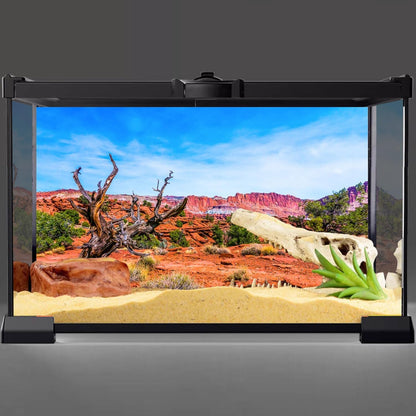 48X24 Inches Reptile Habitat Background Blue Sky Oasis Orange Desert Terrarium Background Polyester Background