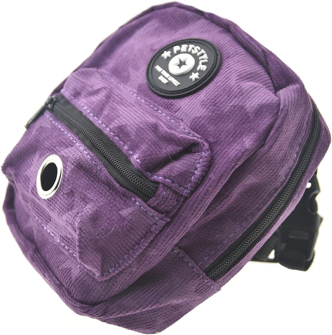 Dog Backpack Harness with Leash, Dog Poop Bag Dispenser, Pet Self Carrier Adjustable Travel Hiking Walking Harness Backpack for Small Medium Dogs (L(Fit:10-15Lb), Purple)
