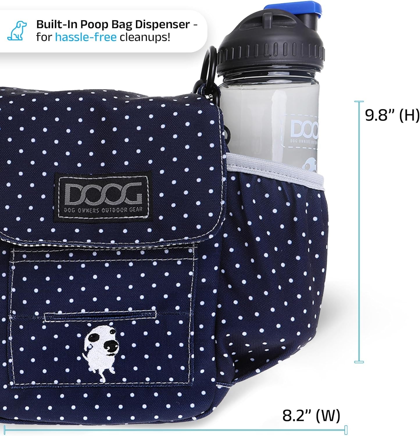 Walkie Bag - Adjustable Dog Treat Pouch Shoulder Bag with Poo Bag & Water Bottle Compartments - Comfort Fit for Everyday Use