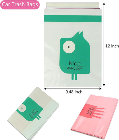 Portable Car Trash Bags, 30PCS Disposable, Green & Pink, Waterproof, Stick-On, Car, Office, Kitchen, Travel