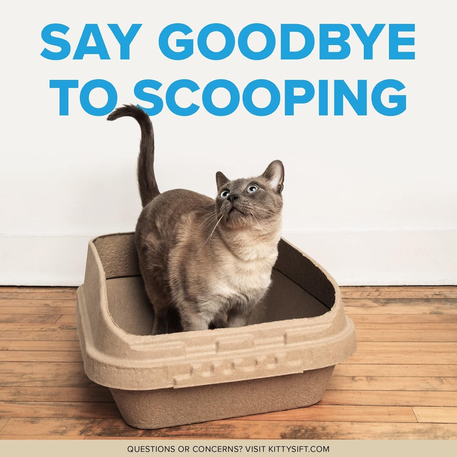 (Set of 1 Litter Box & 5 Sifting Liners) Sustainable, Clean, Sifting, Disposable Cat Litter Box Kit - Large, 6-Set Kit