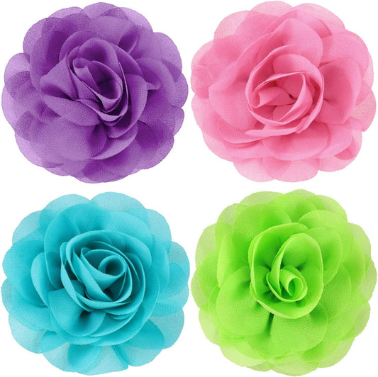 4 Pieces Dog Flower Bow Collar Multicolored Pet Bow Collar Dog Charms Flower Set for Puppy Cat Pet Grooming Accessories(Green, Lake Blue, Light Purple, Pink)