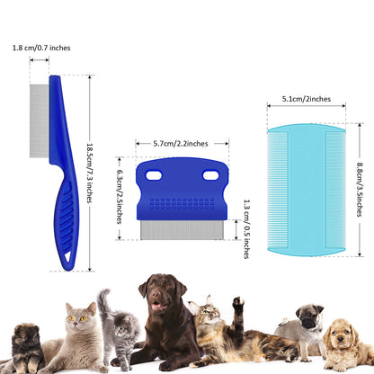 6 Pieces Pet Lice Combs Dog Grooming Flea Cat Tear Stain Comb for Removal Dandruff, Hair Stain, Nit(Pink, Light Blue, Dark Blue, Yellow)