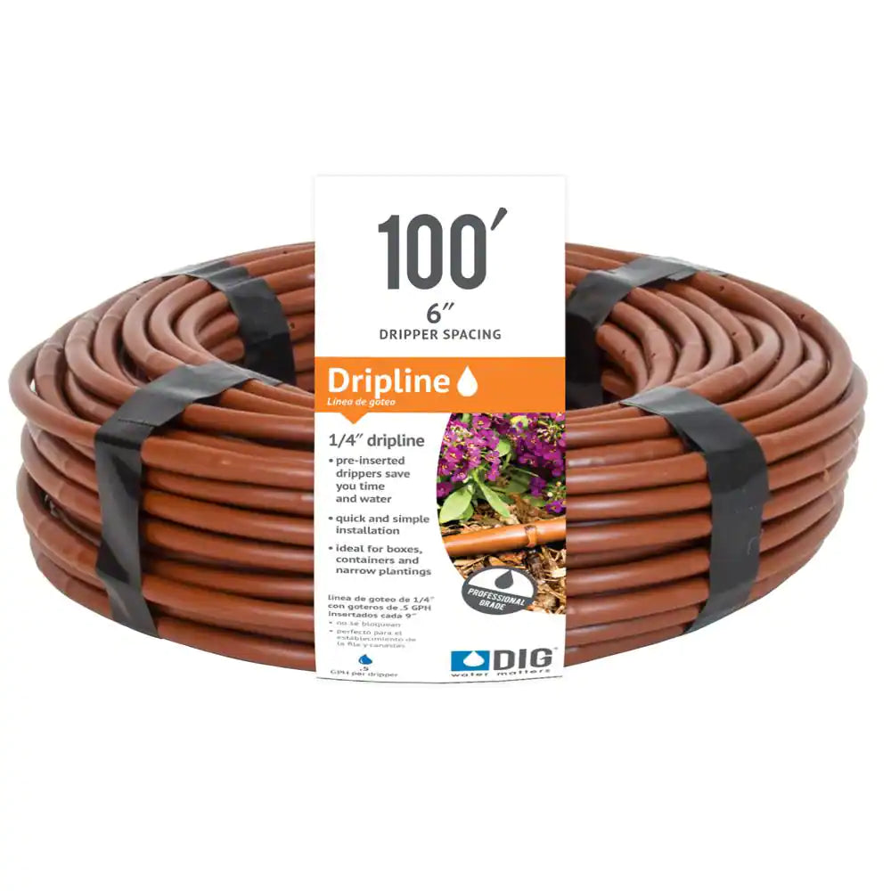 1/4 In. Emitter Tubing 100 Ft. W/6 In. Spacing in Brown