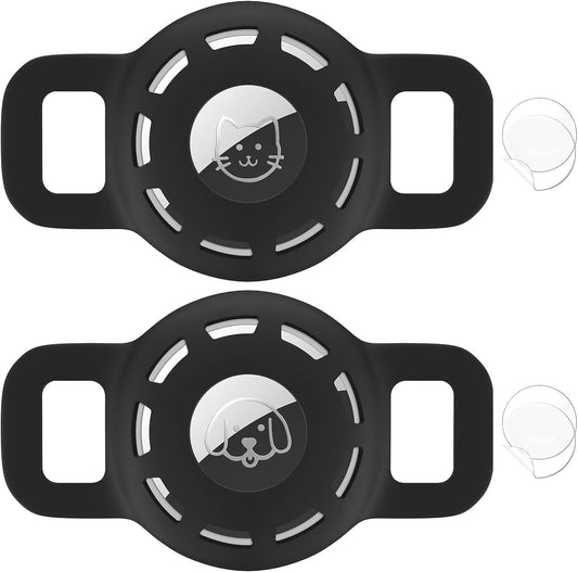 Air Tag Cat Collar Holder for Apple Air Tag, 2 Pack of Pet Collar Holder for Cat and Small Dog Collar within 1/2 Inch and 2 Pack Protector for Air Tag
