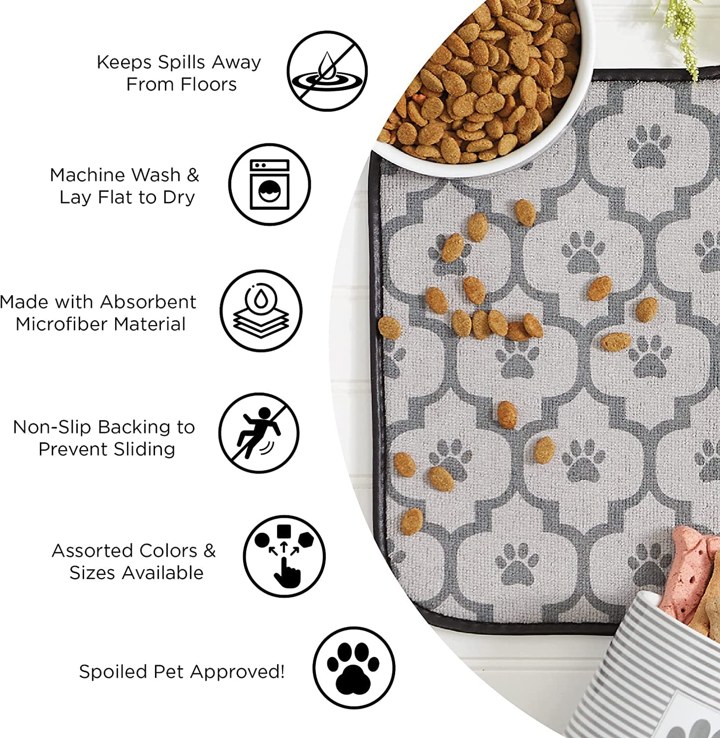 Machine Washable, Ultra Absorbent Pet Mat, 12X18, Gray Lattice