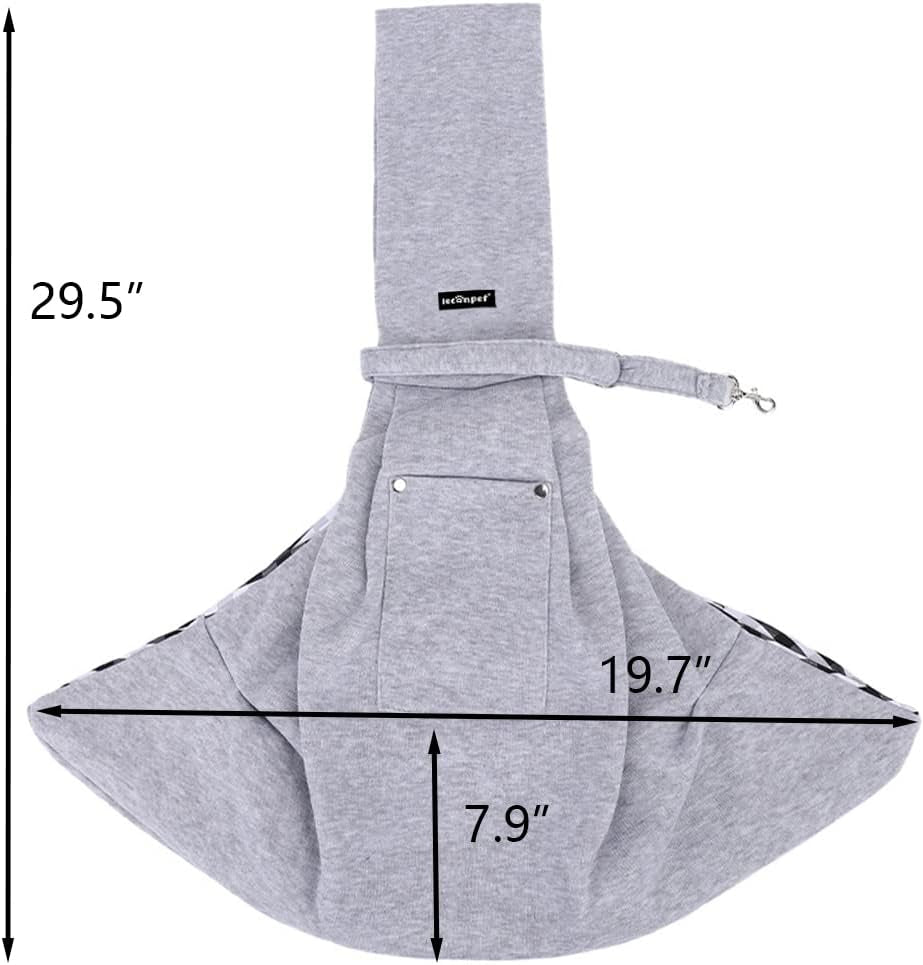 Dog Sling Carrier Shoulder Bag for Pets with Mobile Phone Pocket Safety Buckle Security Lock, Suitable for Puppy, Small Dogs, and Cats for Outdoor Travel (Grey)