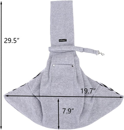 Dog Sling Carrier Shoulder Bag for Pets with Mobile Phone Pocket Safety Buckle Security Lock, Suitable for Puppy, Small Dogs, and Cats for Outdoor Travel (Grey)