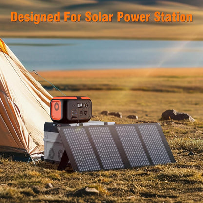Portable Solar Panel Charger 40W Foldable Solar Panel for Portable Power Station, Iphone, Ipad, Laptop, Camping Solar Panels with USB QC 3.0/USB C/18V DC, Solar Panels for Camping Outdoor Van RV Trip
