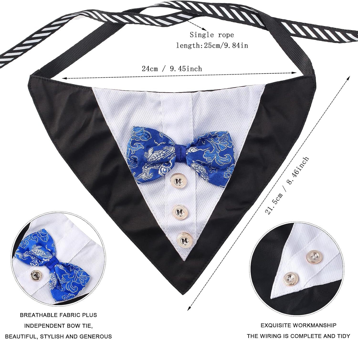 2 Pieces Pet Formal Accessories Set - Pet Top Hat with Formal Pet Tuxedo Bandana Collar Birthday Party Gradation Halloween Costumes Accessories for Dog Cat (Set-C) One Size