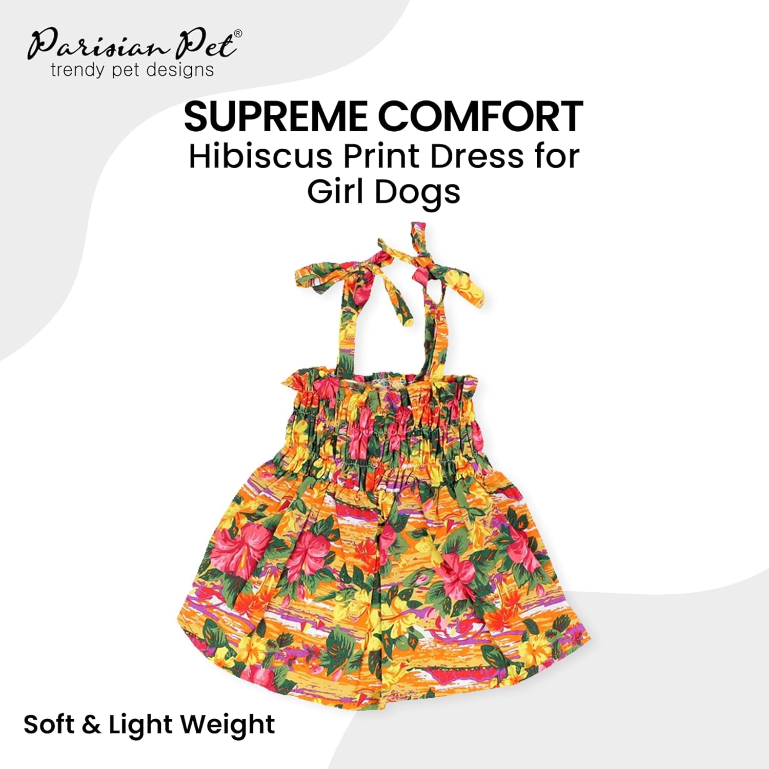Hawaiian Dog Dress - Floral Dog Beach Outfit - Pull-Up Straps Breathable Summer Clothes - Girl XL