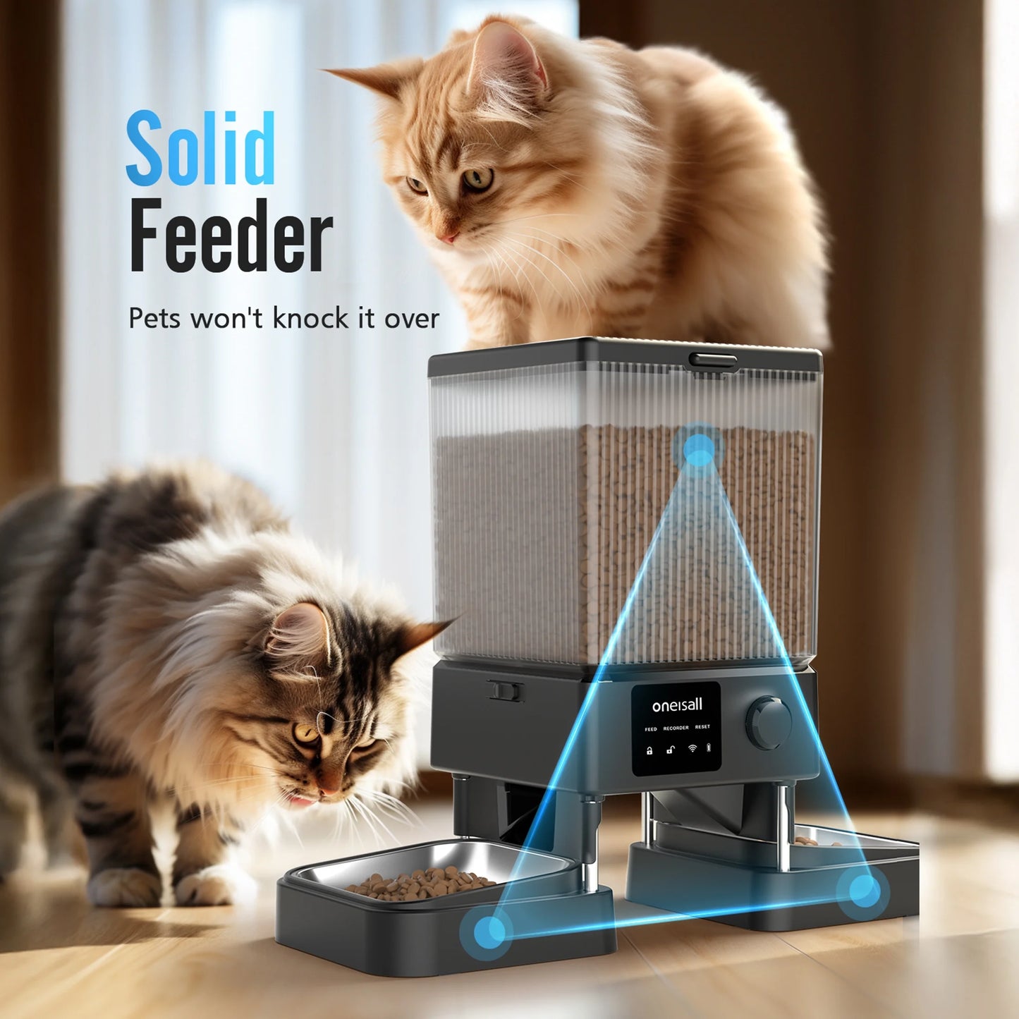 5L/20 Cups Automatic Cat Feeder with 5G Wifi & APP Control, PFD-002 PRO Double Bowl Cat Food Dispenser with 1 Desiccant Bag, Timed Automatic Pet Feeder for 2 Cats/2 Small Dogs - Black