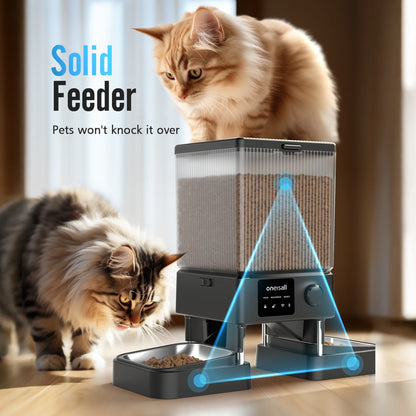5L/20 Cups Automatic Cat Feeder with 5G Wifi & APP Control, PFD-002 PRO Double Bowl Cat Food Dispenser with 1 Desiccant Bag, Timed Automatic Pet Feeder for 2 Cats/2 Small Dogs - Black
