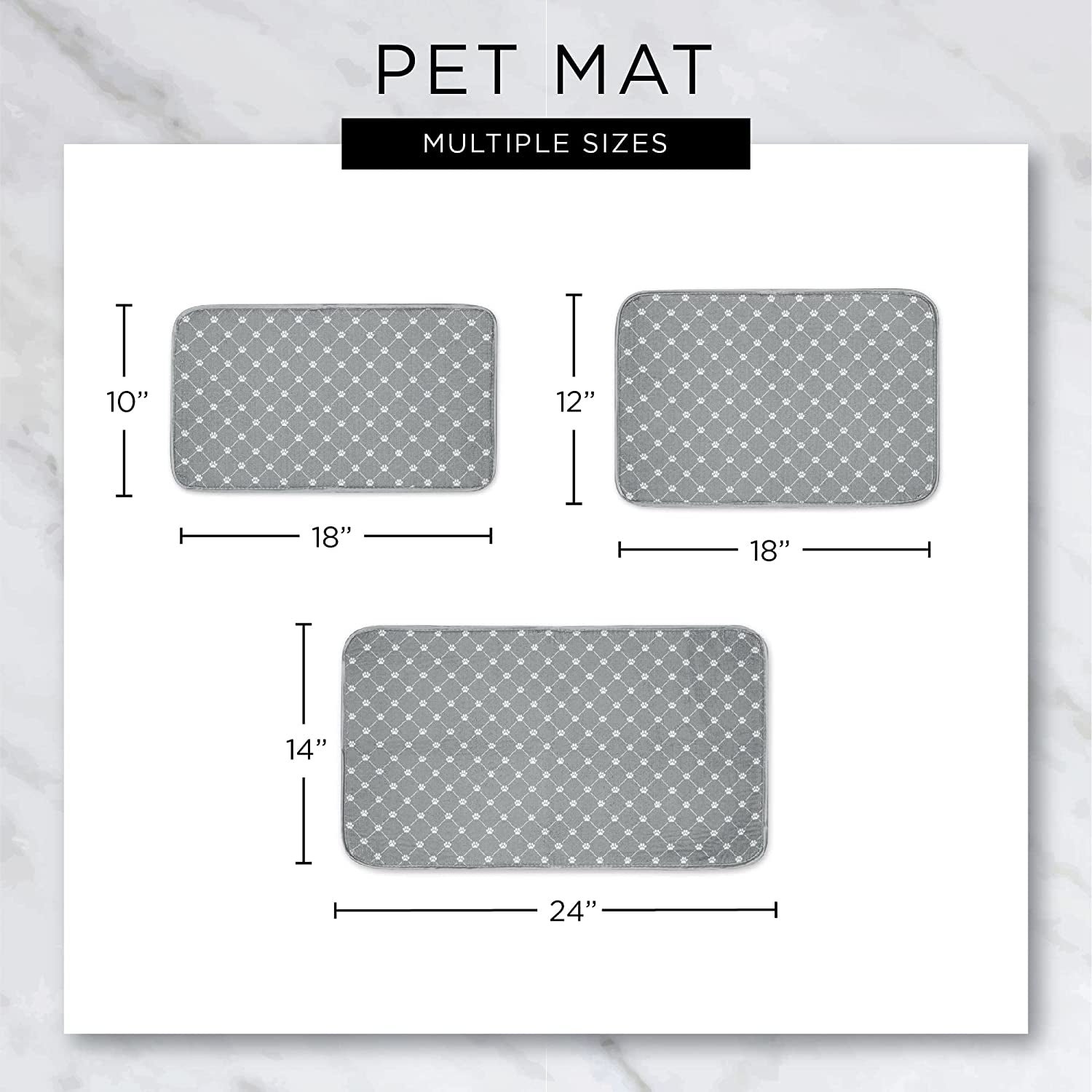 Machine Washable, Ultra Absorbent Pet Mat, 12X18, Gray Lattice