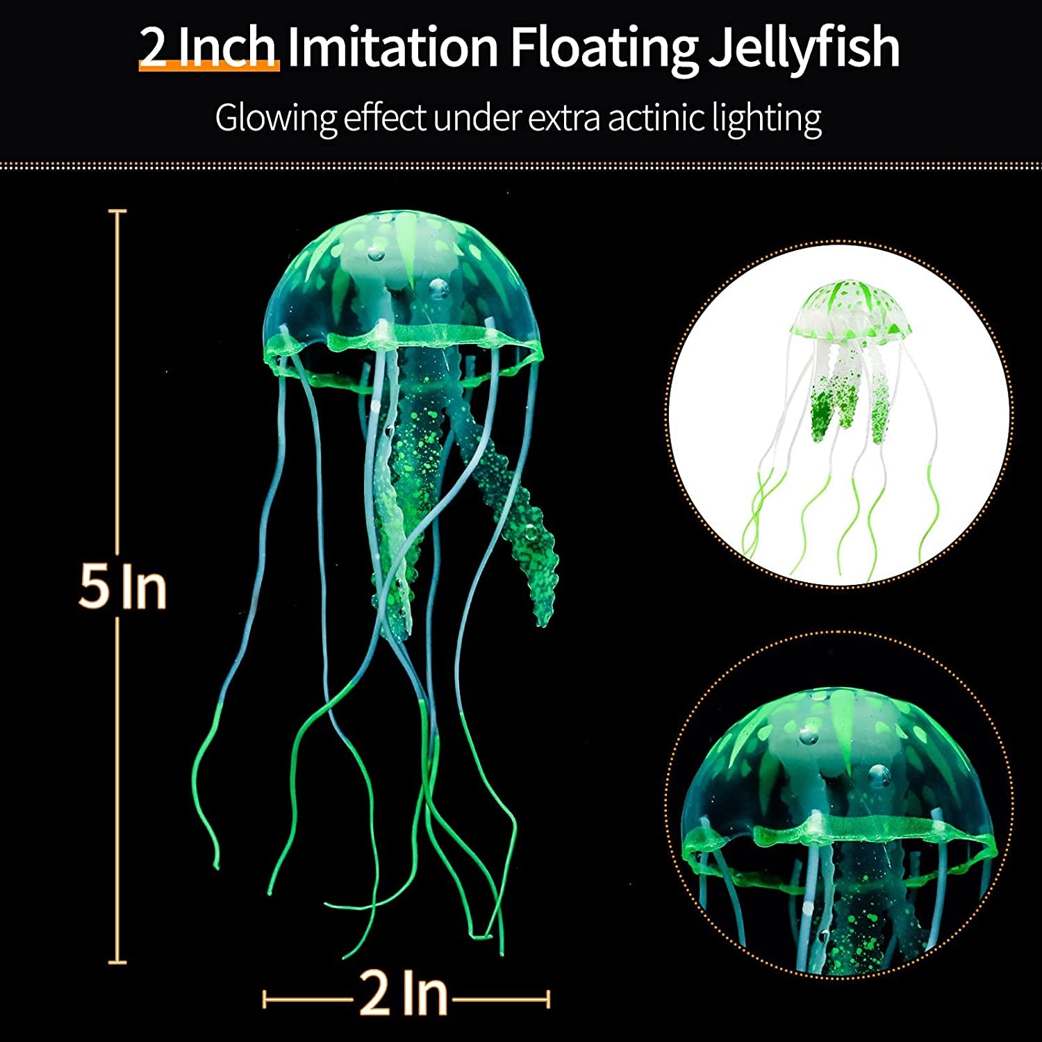 4 Pack Fish Tank Decorations Glowing Effect Aquarium Décor Small Silicone Artificial Jellyfish Coral Plant Ornament
