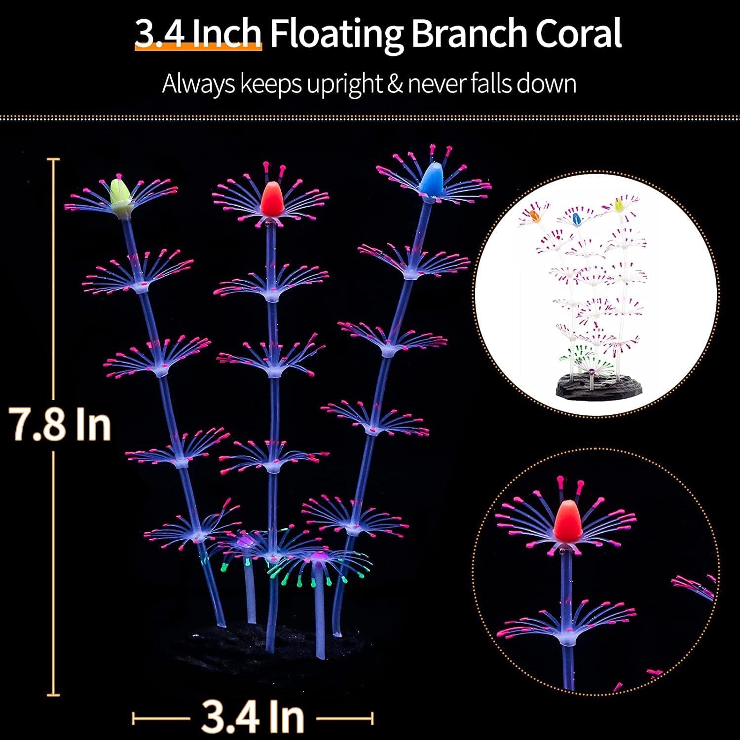 4 Pack Fish Tank Decorations Glowing Effect Aquarium Décor Small Silicone Artificial Jellyfish Coral Plant Ornament