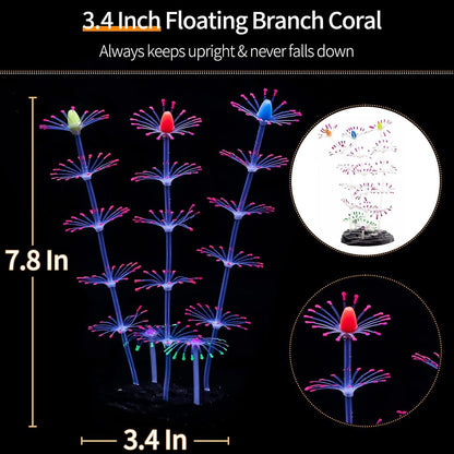4 Pack Fish Tank Decorations Glowing Effect Aquarium Décor Small Silicone Artificial Jellyfish Coral Plant Ornament