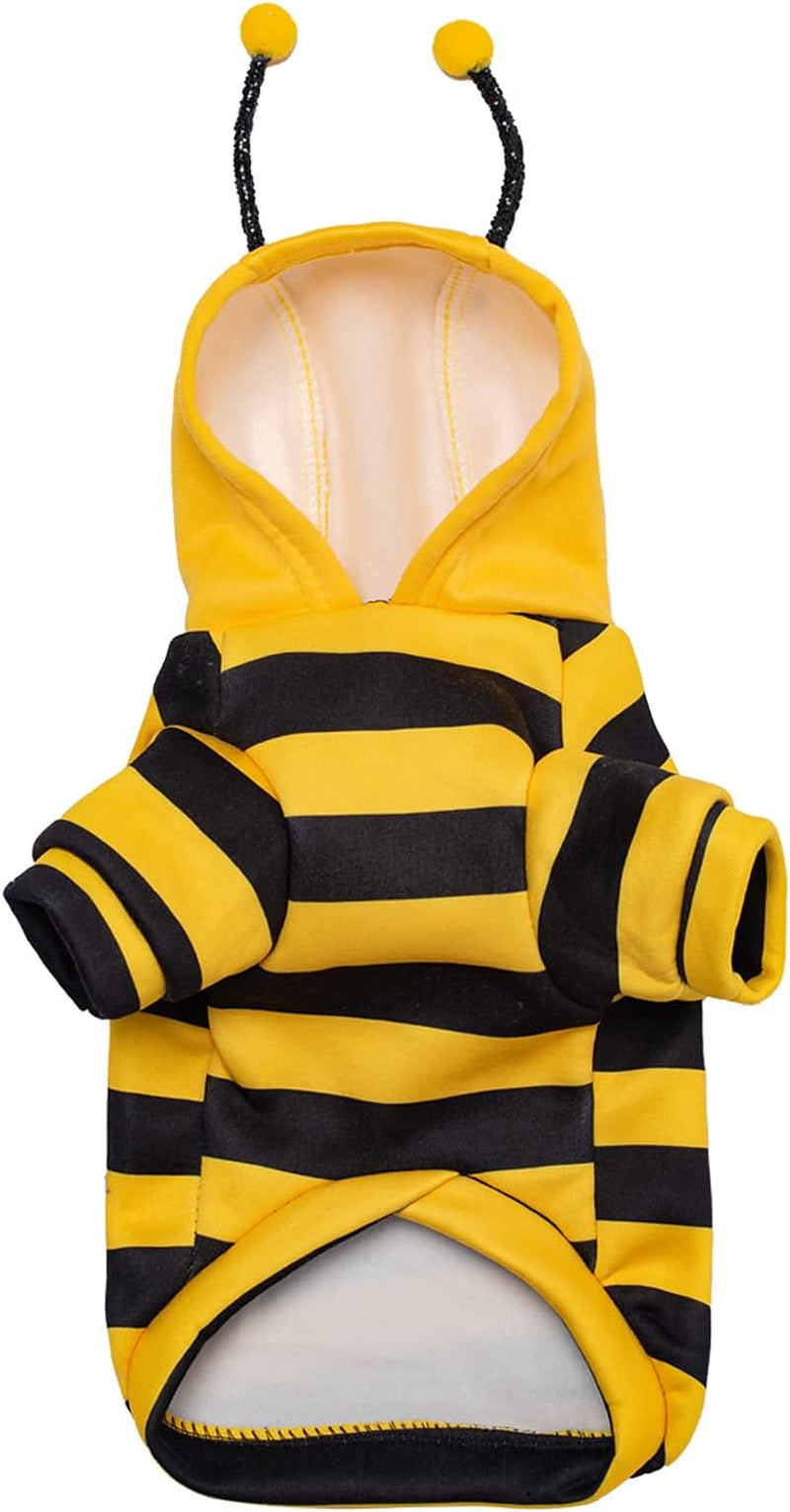 Pet Bee Costume Hooded for Small Dogs and Cats (Small)