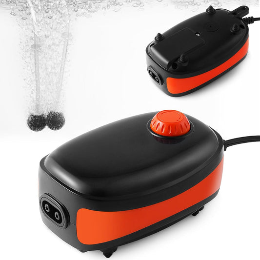 4W/5W/8W Aquarium Corded Electric Air Pump, 96GPH/160GPH/256GPH Dual Outlets 4 Outlets Oxygen Pump, Ultra Quiet Aquarium Bubbler for up to 300 Gallon Fish and Turtle Tank