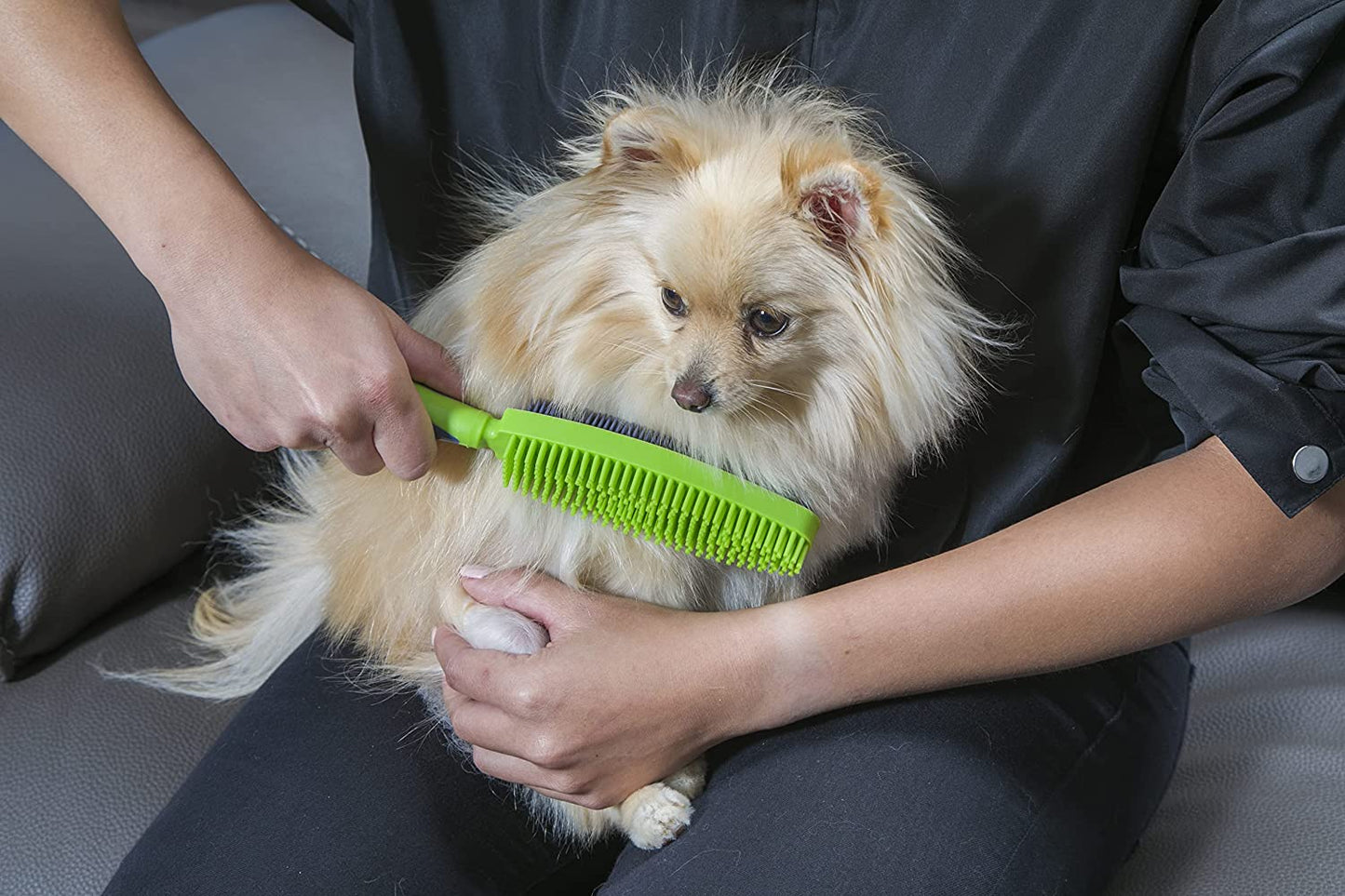 Duo Pet Hair Rubber Brush, Dual Sided to Easily Remove Fur and Lint from Clothing and Upholstery, Thick Bristles Groom Dogs and Cats, Easy to Clean, Colors May Vary